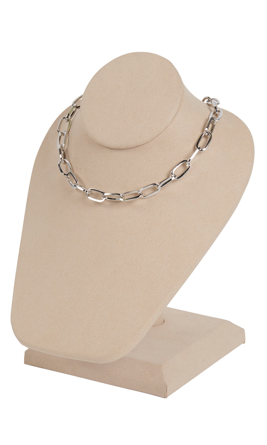 SSWBasics Khaki Faux Suede Necklace Display on Stand