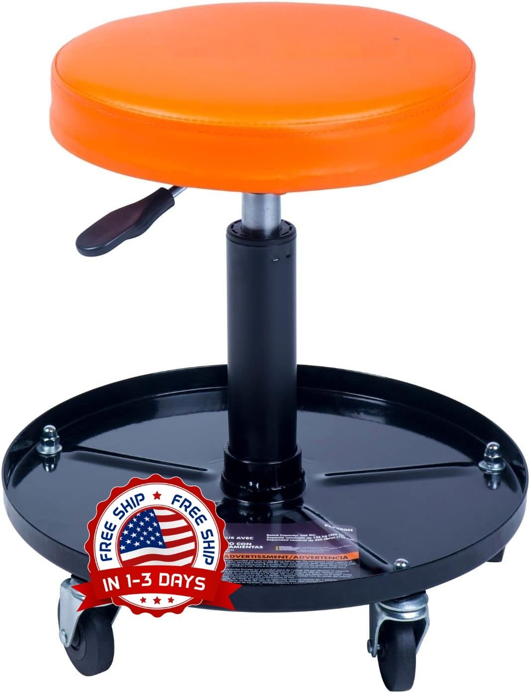 Silla neumática rodante con capacidad de 300 libras (Negro/Naranja) NUEVO US