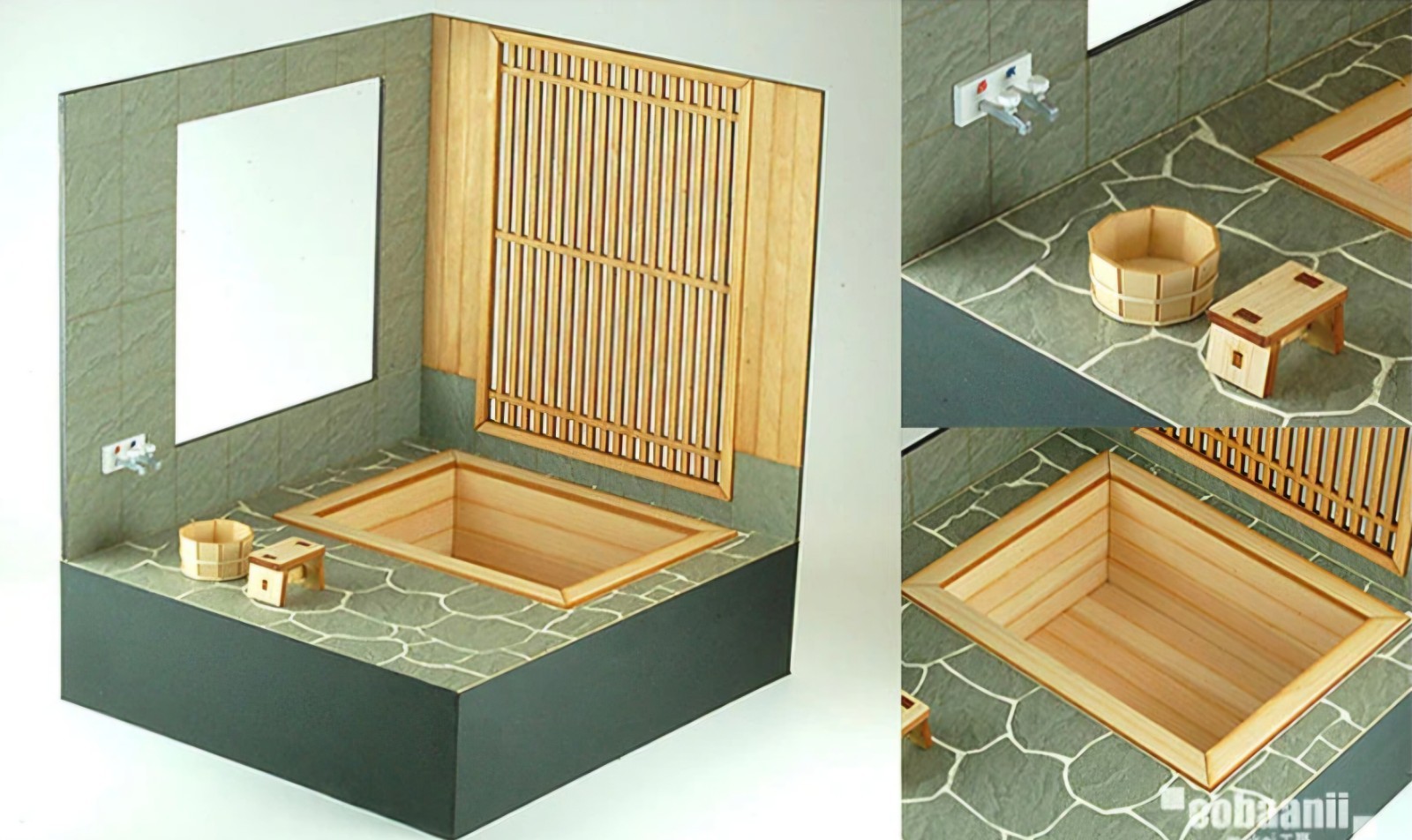 Cobaanii 1/12 Japanese Onsen Bath Diorama Model Kit for Figures & Displays