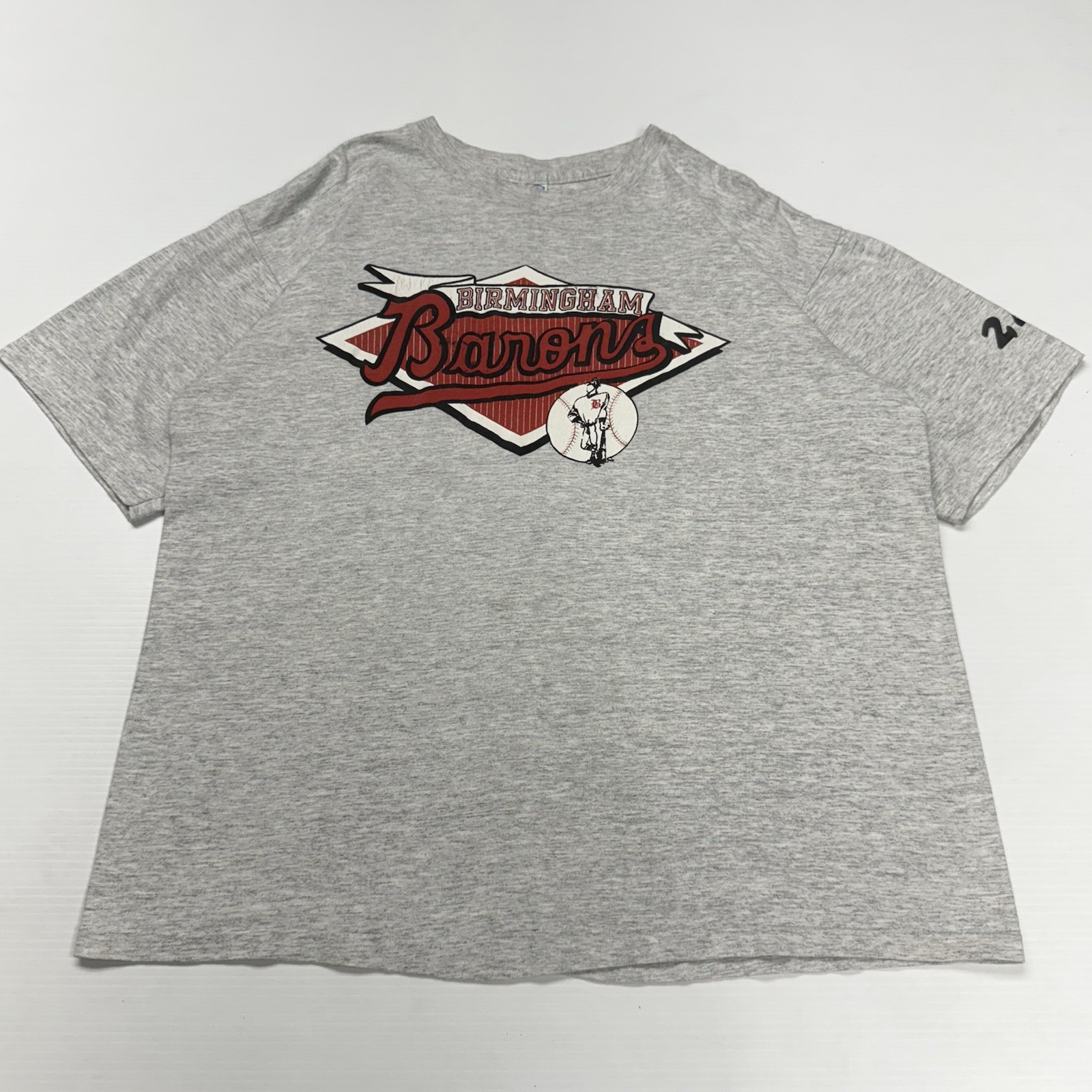 Vtg 80s MiLB Birmingham Barons Mens Shirt XL Gray #24 USA Baseball Sports Artex