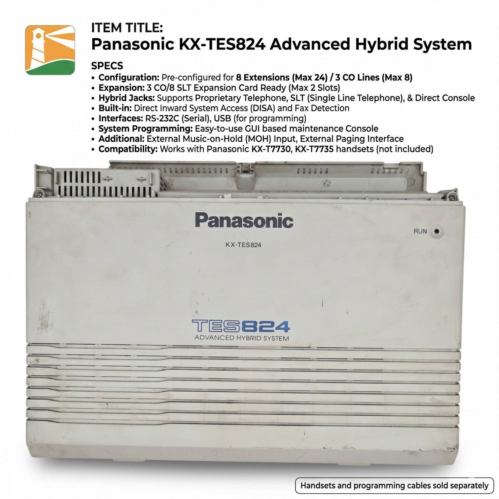 Panasonic KX-TES894CE Hybrid Telephone Exchange. 8/24 Extensions.