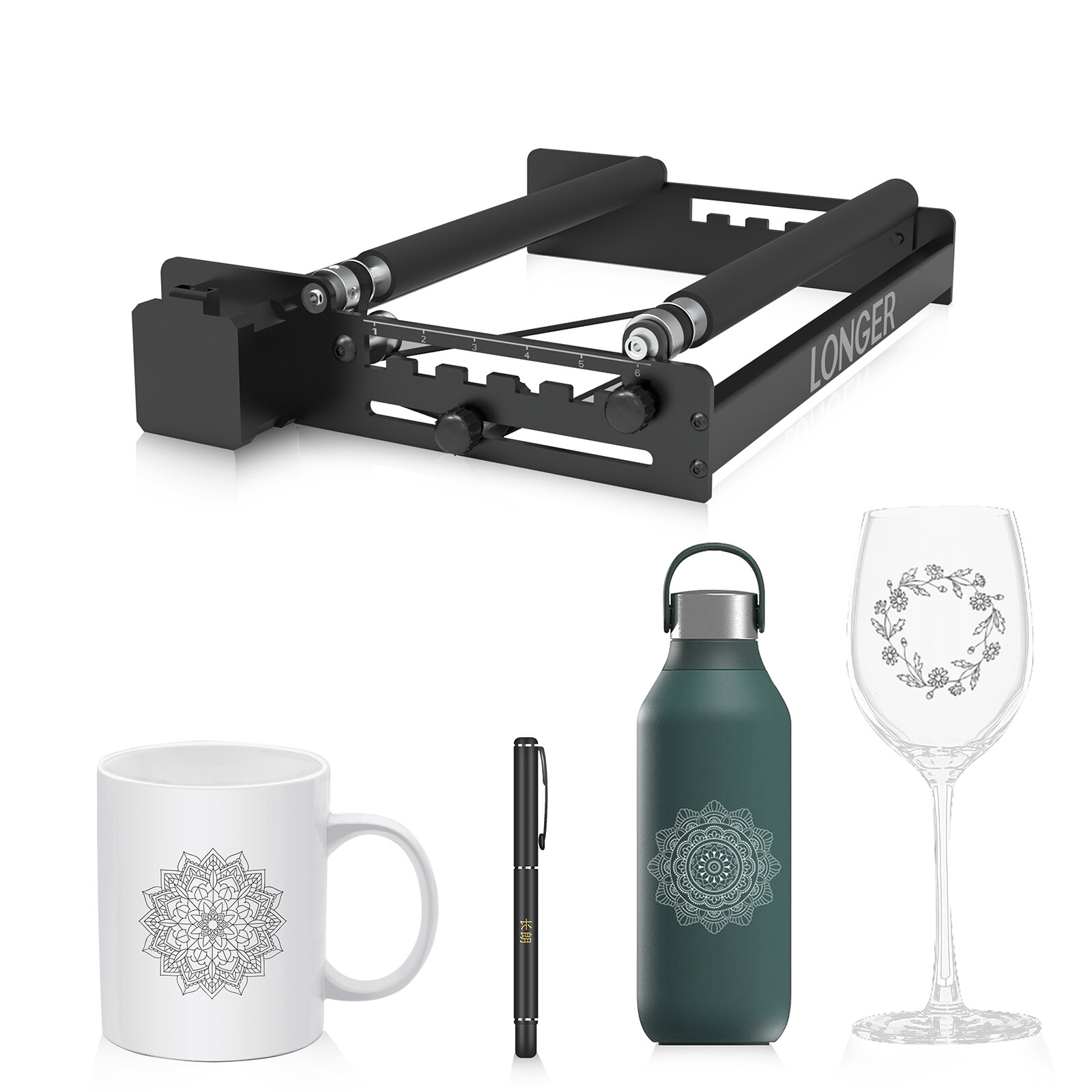 LONGER Laser Rotary Roller 360° Rotation for Laser Engraver Cylindrical Objects