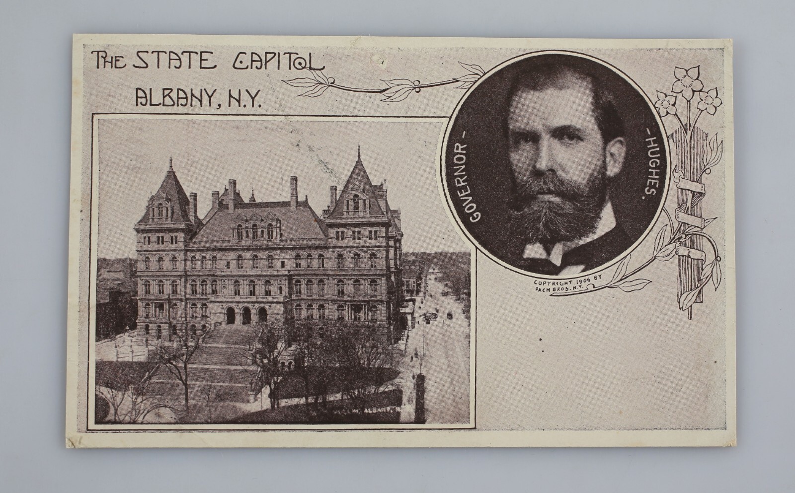 Vintage 1906 New York Gov. Charles Evans Hughes Postcard Albany State Capitol