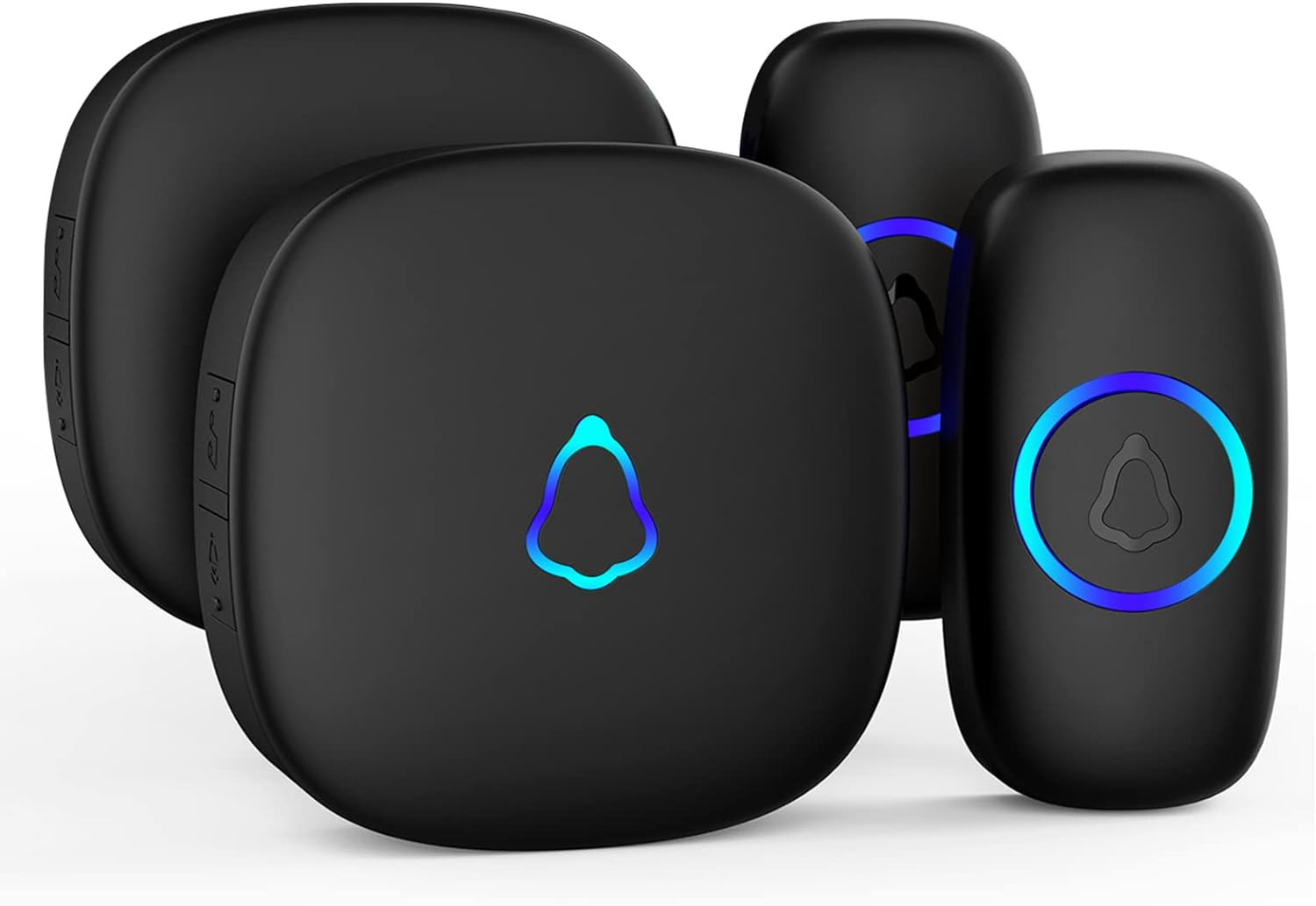 Wireless Doorbell with 2 Receivers 2 Push Buttons, Easy Installation, Adjustable