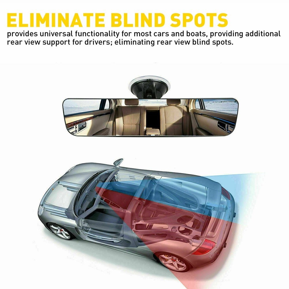 Universal Black Car Rear Suction View Cup Mirror Learner Driver Interior Glass