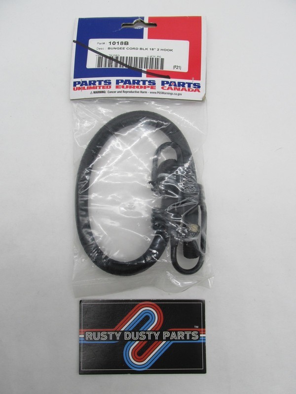 Parts Unlimited 18" Black Bungee Cord with 2 Hooks 1018B