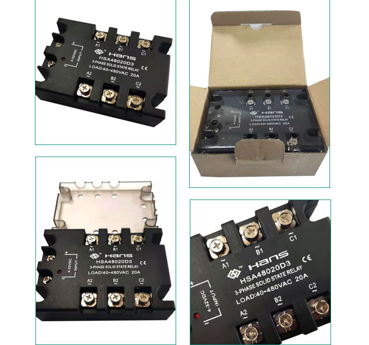Three-phase solid state relayy 20A~30A DC-AC 4-32VDC/40-480VAC