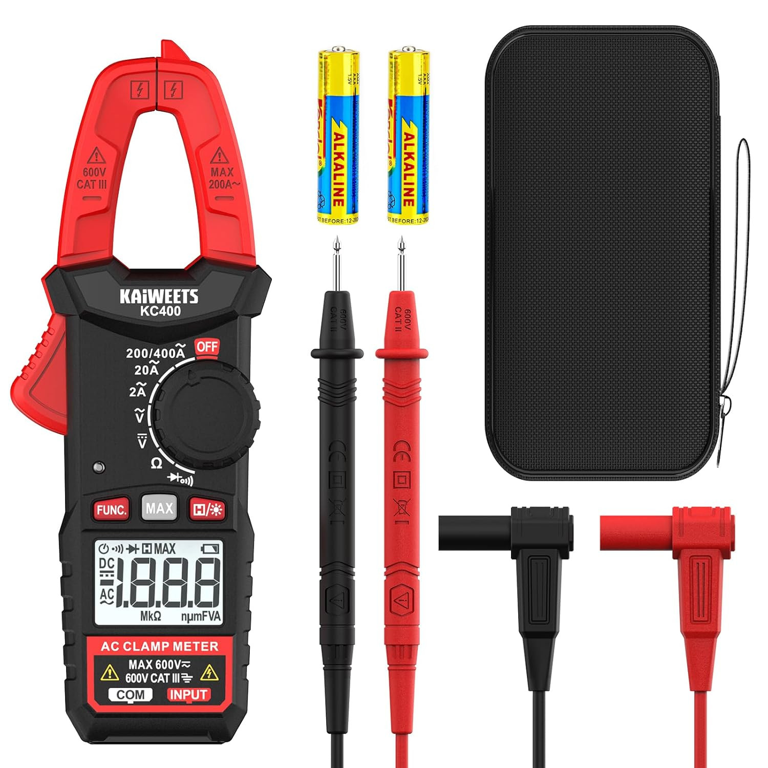 Digital Clamp Meter, Portable Size, 2000 Counts, Measures High AC Current 400A,