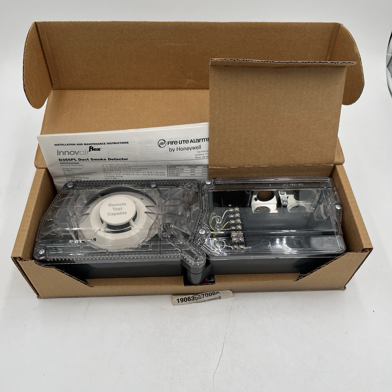 NEW!! Honeywell Fire-Lite Intelligent Non-Relay Duct Smoke Detector - D355PL