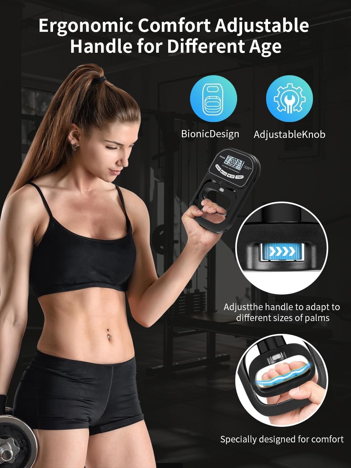 Grip Strength Tester Trainer Electronic Hand Dynamometer of 396lbs/180kg & Grip