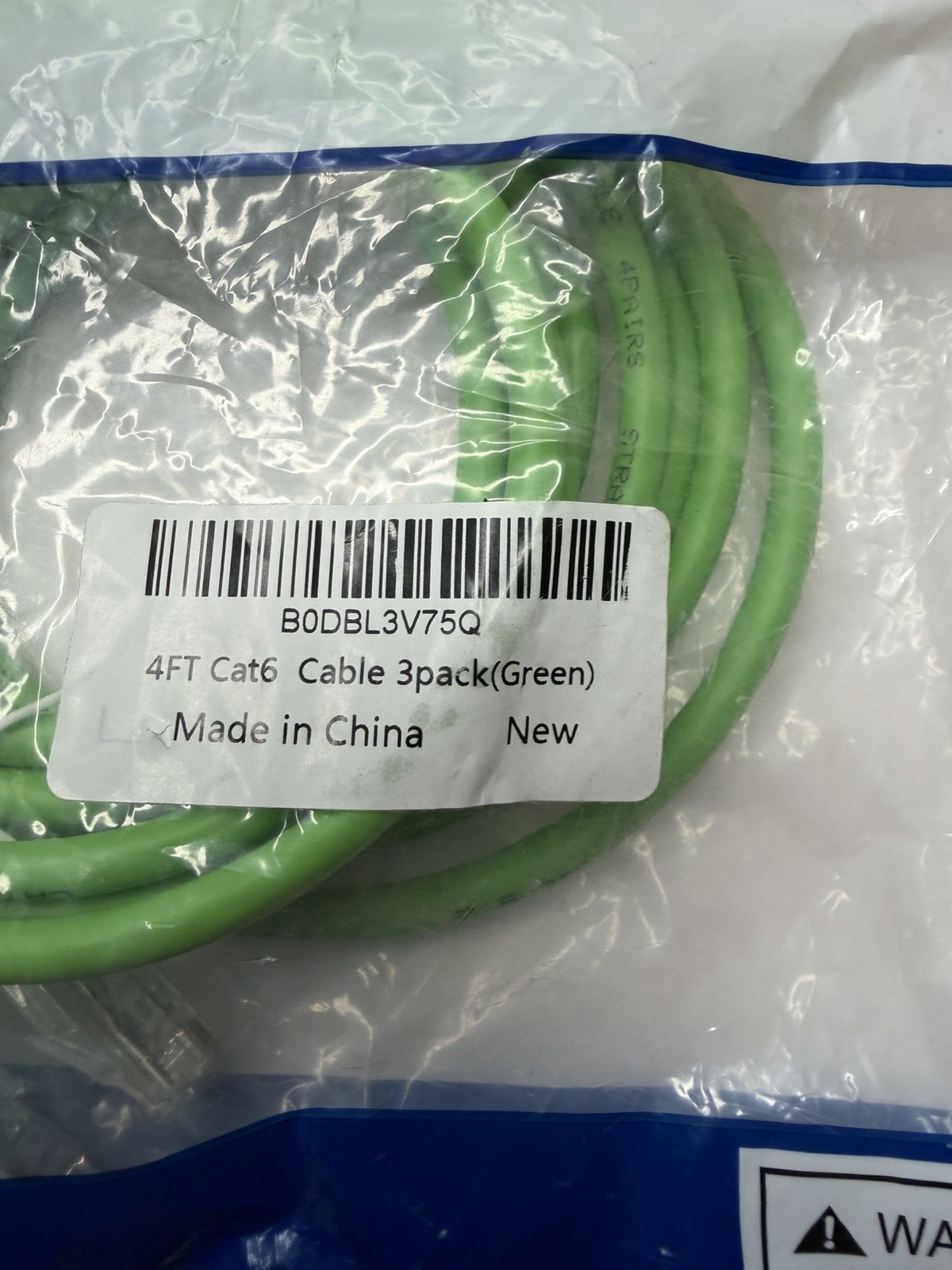 CAT6 Ethernet Cable 4 Ft 3 Pack RJ45 LAN Network Patch Cord Green New