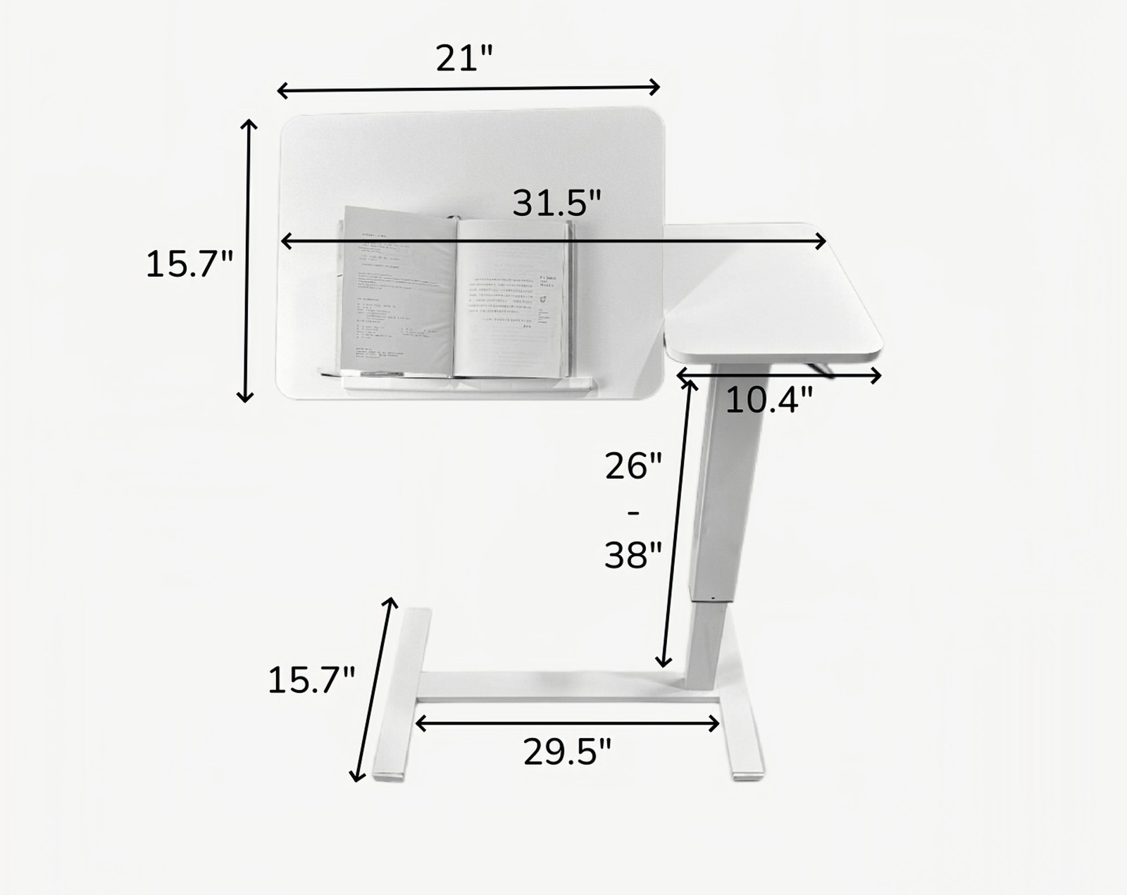 Modern Height Adjustable Overbed Table Side Table Tilting Bedside Desk w/ Wheels