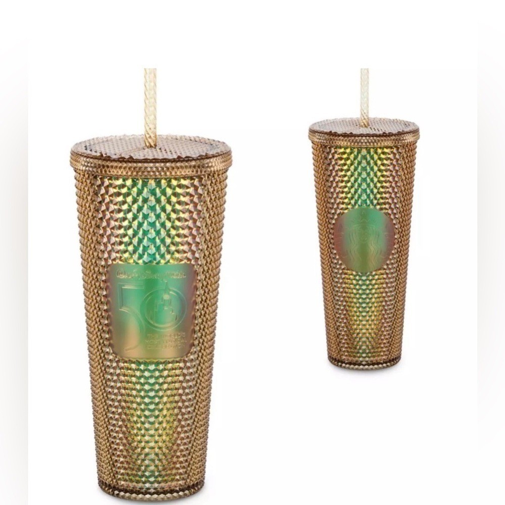 Starbucks Walt Disney World 50th Anniversary Insulated 24 Oz. Gold Tumbler NEW