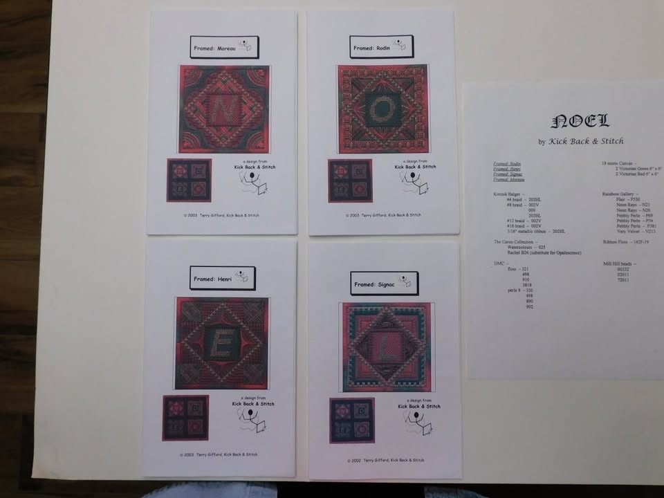 4 Patterns that say "NOEL" by Kick Back and Stitch (5075) Counted Needlepoint