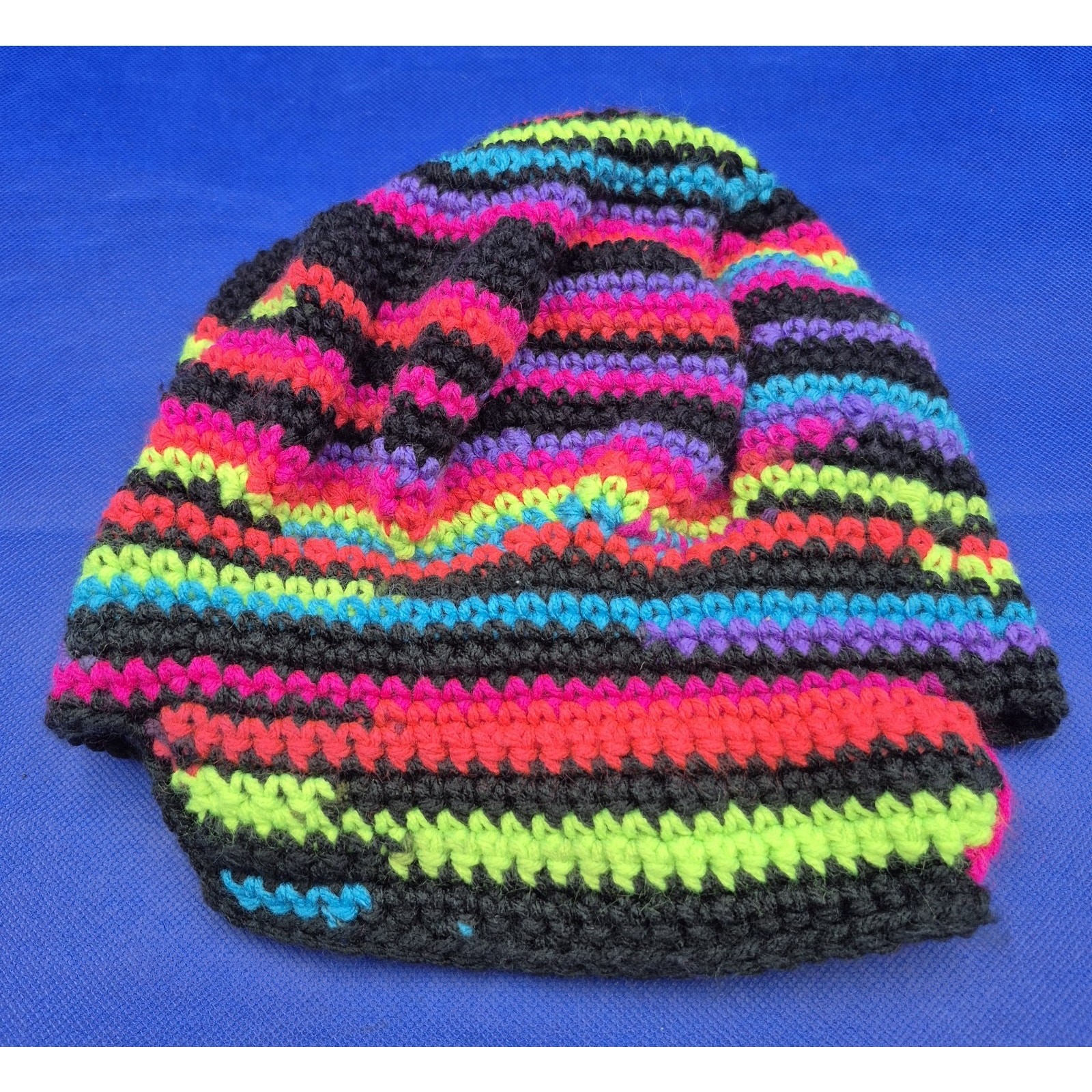Groovy Handcrafted Multicolor Striped Slouch Hat One Size