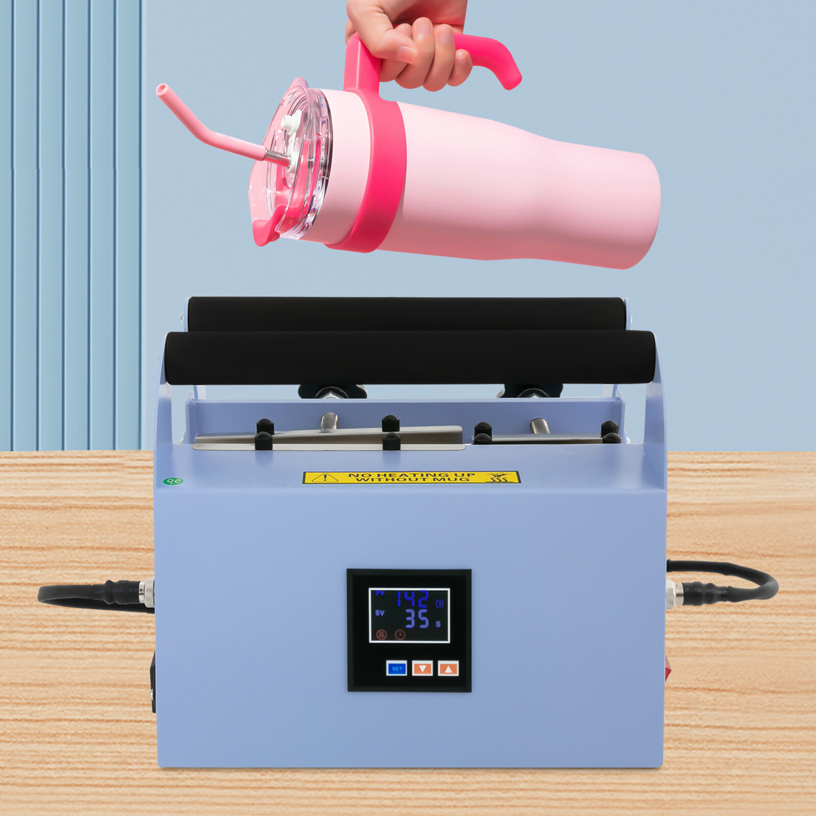 Blue Tumbler Heat Press Car Cup Mug Press Heat Machine Temp/Time Adjustable DIY