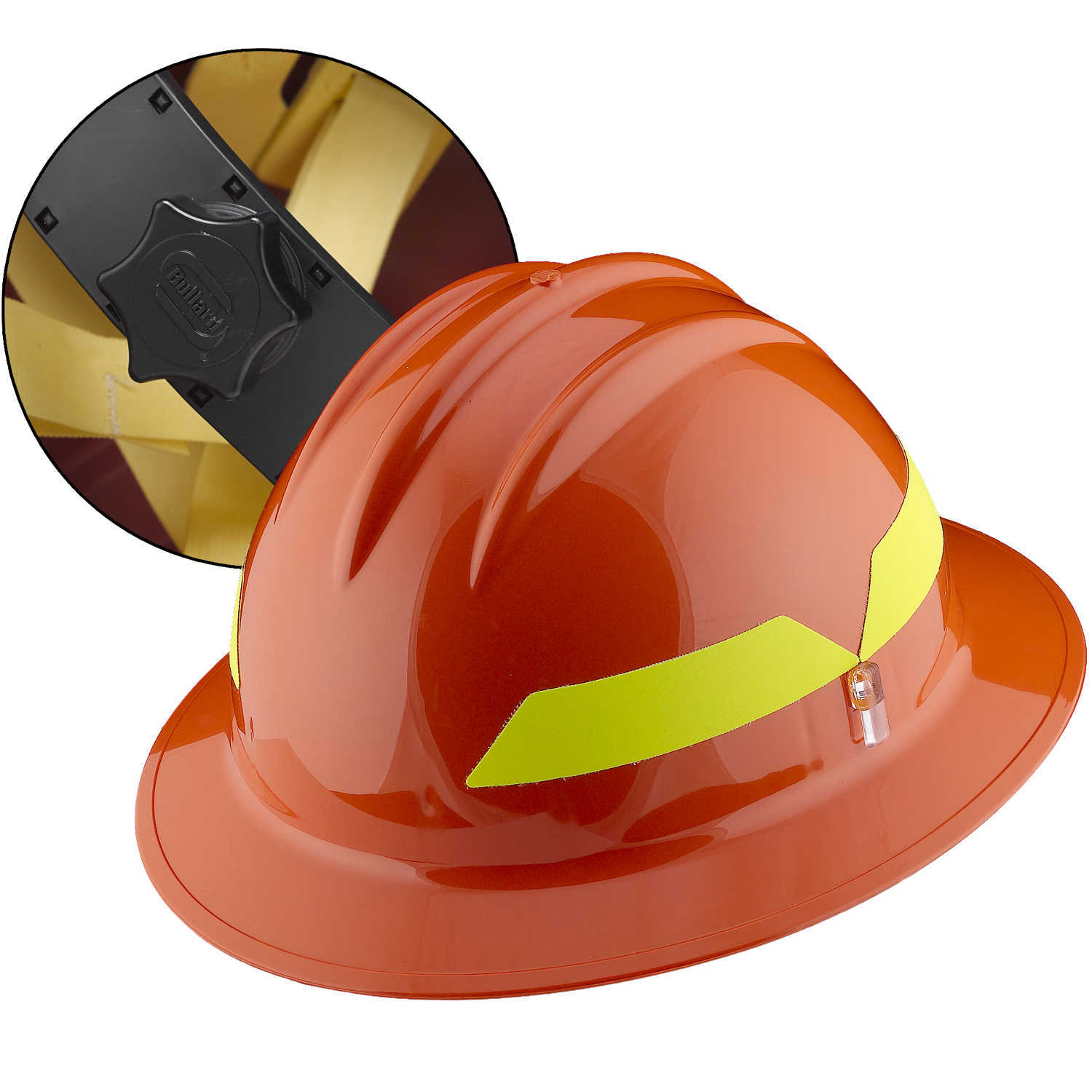 Orange Hat Bullard Wildland Fire Helmet with Ratchet Suspension