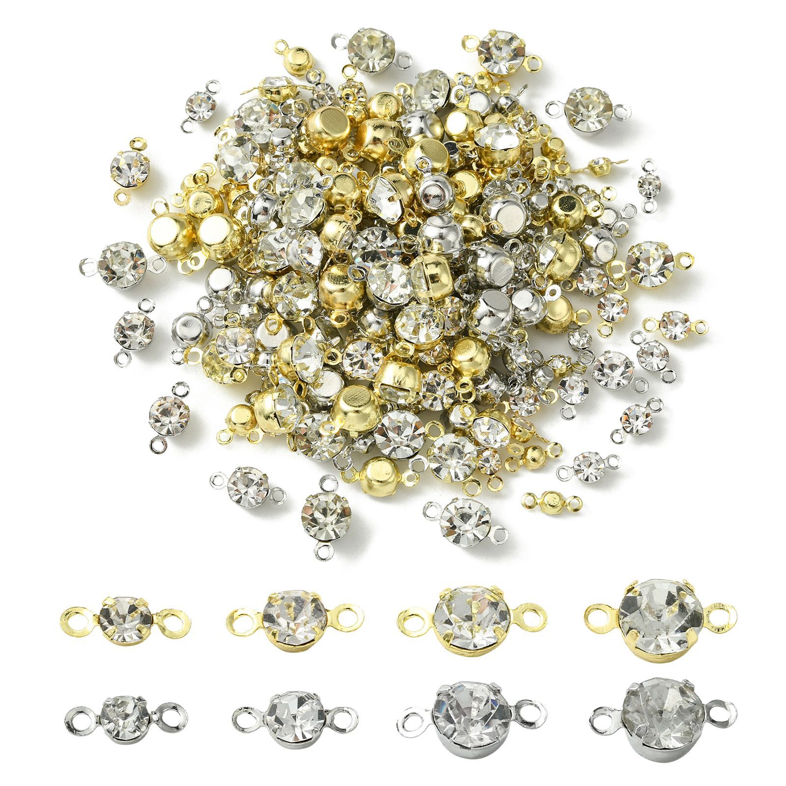 200x Cubic Zirconia Chain Links Connector Charms for Bracelet Necklaces Jewelry