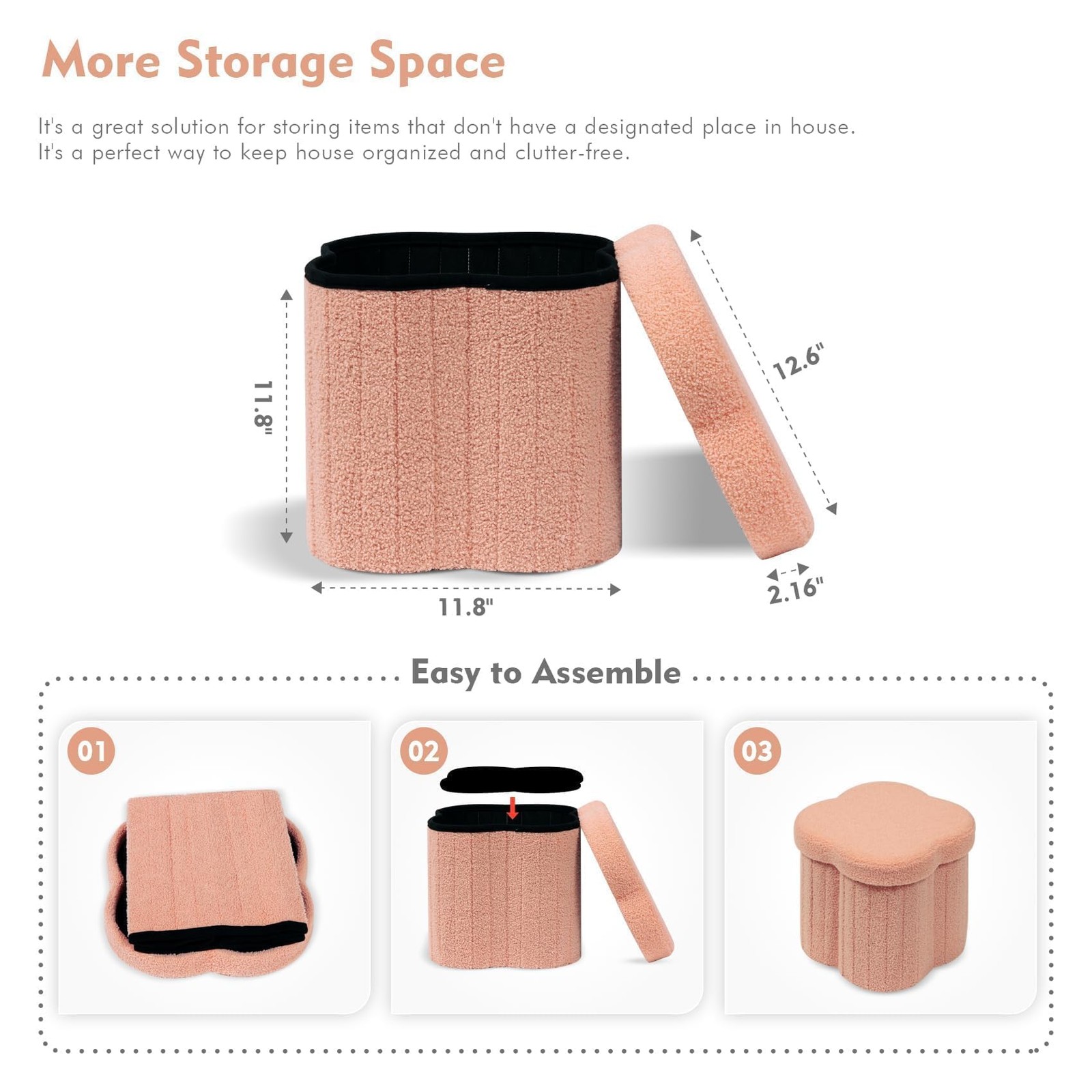Storage Ottoman Cube, Flowers Shaped Ottomans with Storage Foot Stool Footres...