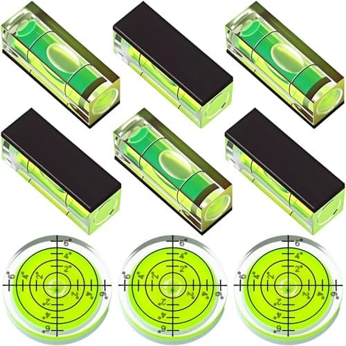 , 9 Pcs Bubble Spirit Levels, Magnetic Mini Square and Round Levels | 6 magnetic