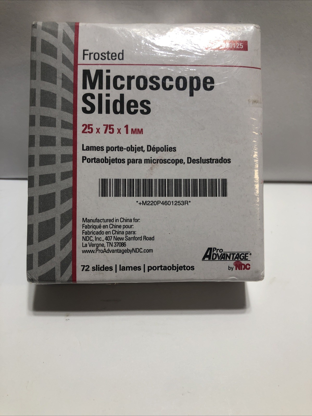 72 Pack ProAdvantage Microscope Slides PROA-P460125 25mm x 75mm x 1mm Frosted