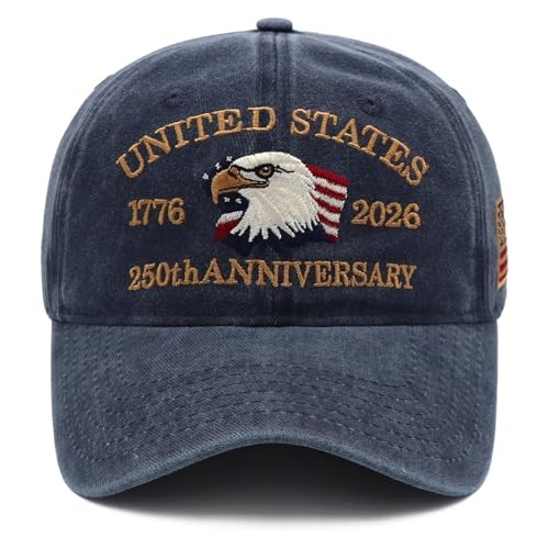 250th Anniversary USA Patriotic Baseball Cap, Eagle Embroidery Hat for Men Women