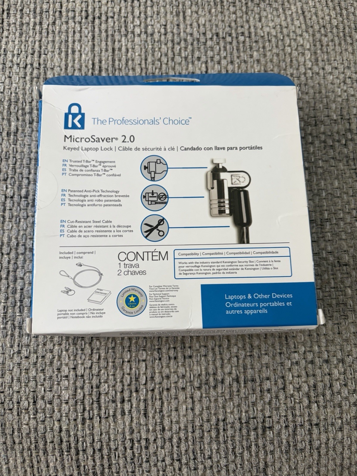 Kensington MicroSaver 2.0 Keyed Laptop Lock Key Lock Security Cable Lock