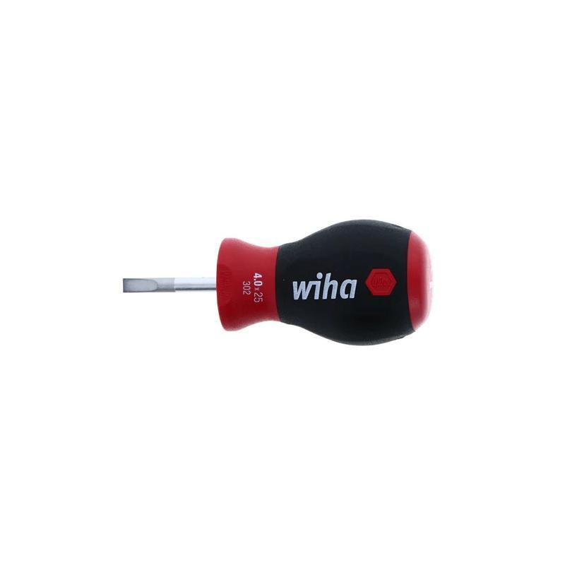 Wiha 30239 Stubby Slotted Screwdriver with SoftFinish Handle, 4.0 x 25mm