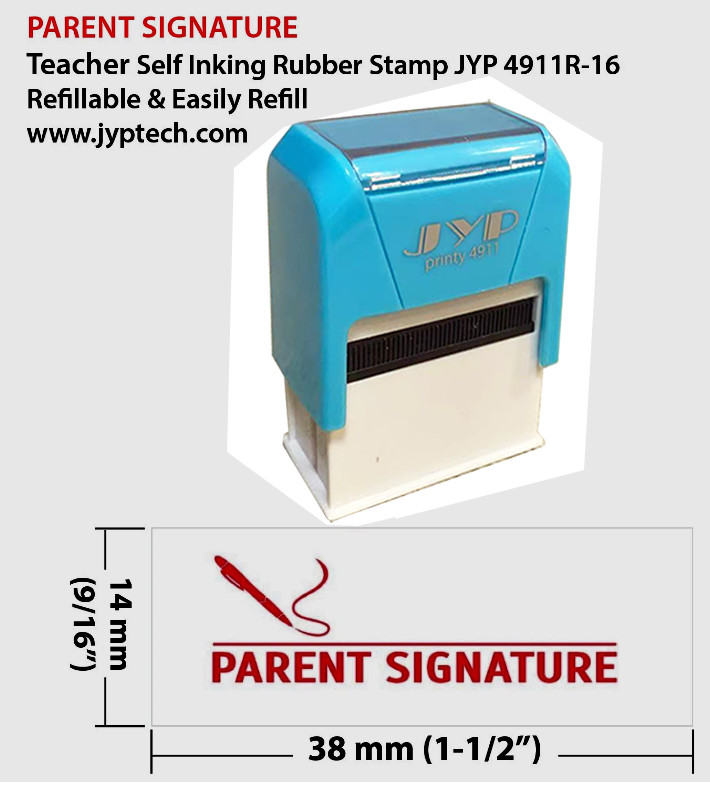 Parent Signature - Teacher Self Inking Rubber Stamp - JYP 4911R-16  (RED INK)