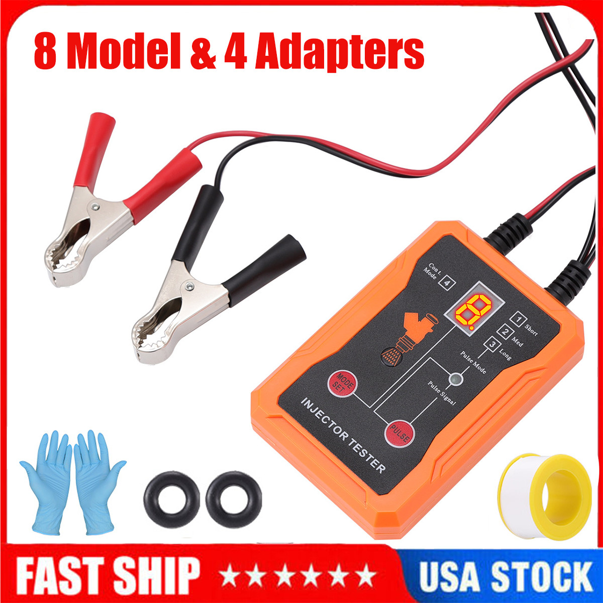 Universal 12V Fuel Injector Tester Cleaner & Adapter DIY Cleaning Tools Kit Set