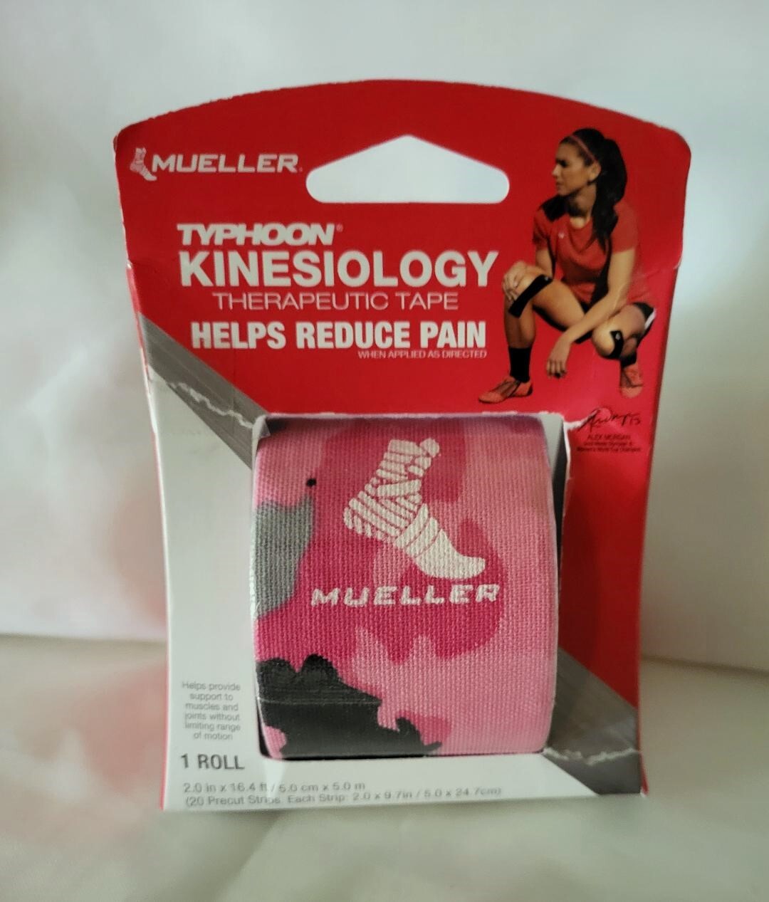Mueller TYPHOON Kinesiology Tape, 20 Pre-Cut I-Strips Pink Camo