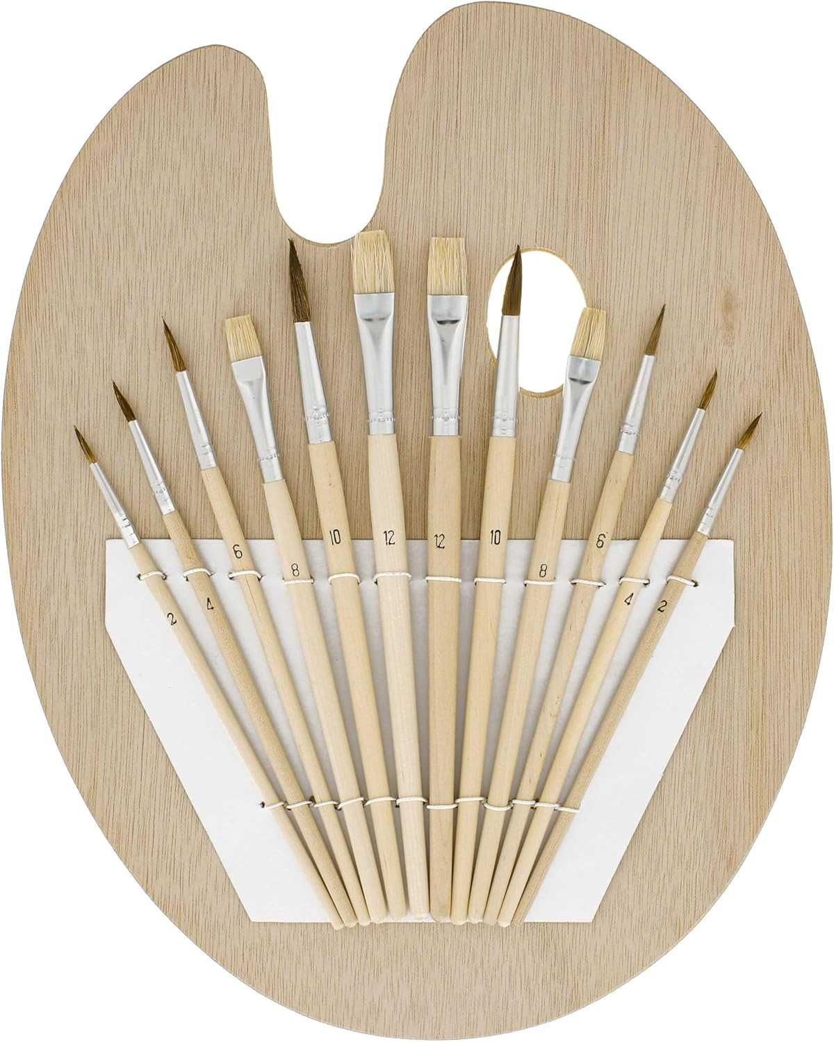 12-Piece Artist Paint Brush Set with 9" X 12" Wood Painting Palette - 12 Premium