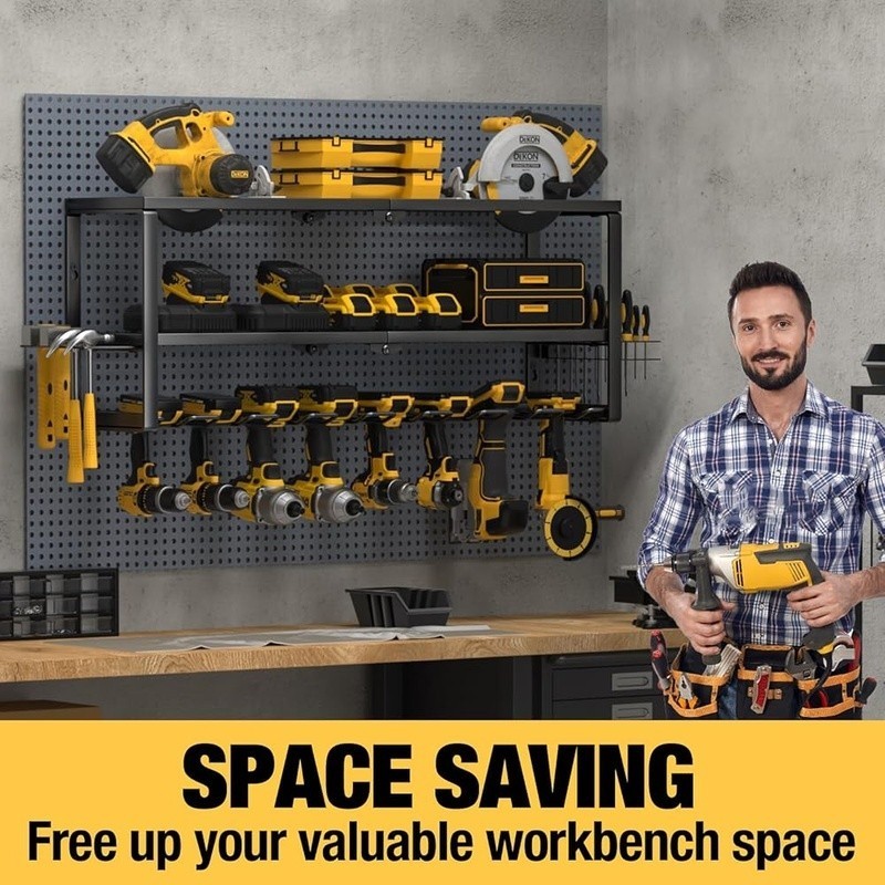Heavy Duty Tool Rack 3-Tier Power Tool Organizer Wall Storage Easy Installation