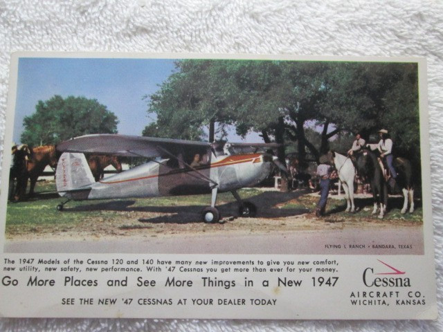 Cessna Aircraft Company, Wichita, Kansas Advertising Postcard 1947