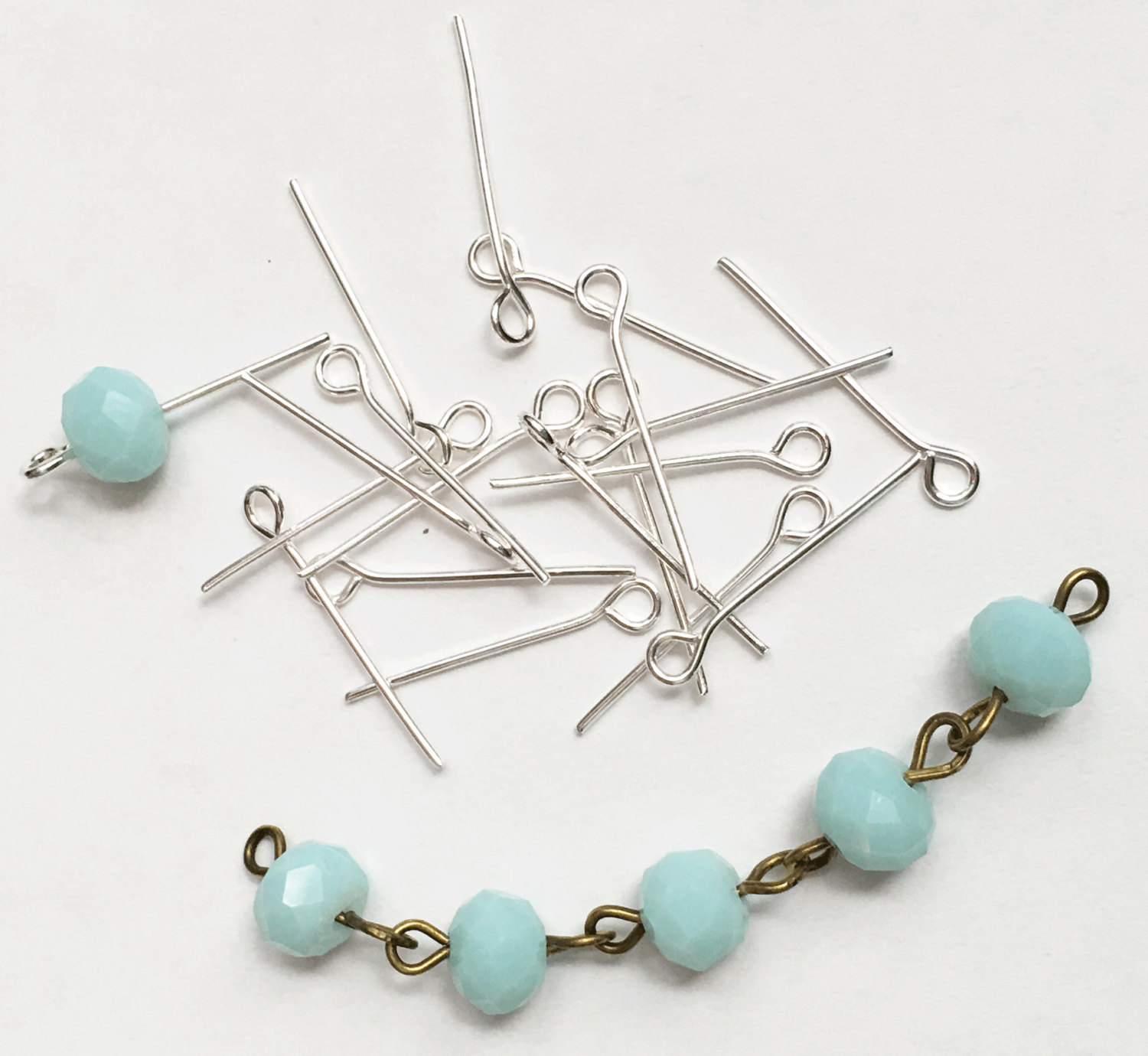 Bulk 450 Silver plated Steel eye pins 20mm long 21 gauge
