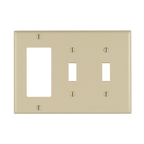 Decorator/GFCI 2 Toggle Switch 3-Gang Wall Plate Cover Ivory Unbreakable Lexan