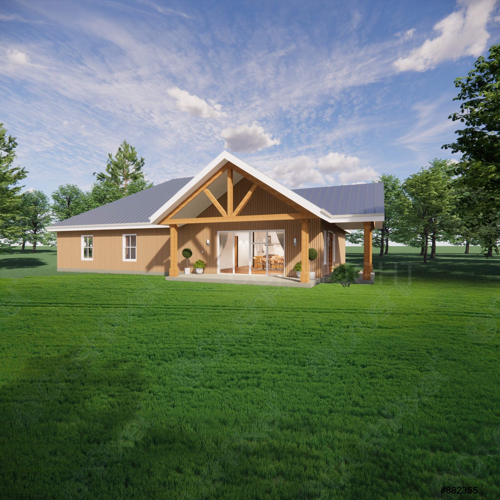 Ozark Compact Homestead Barndominium House Plan Design 65 x 40 - 2 Bed 1.5 Bath