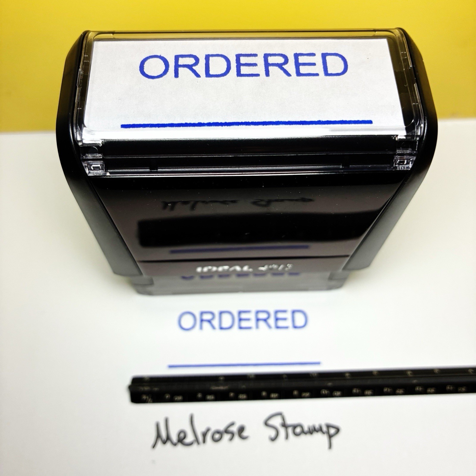 Ordered With Name Date Line Stamp Blue Ink Self Inking Ideal 4913