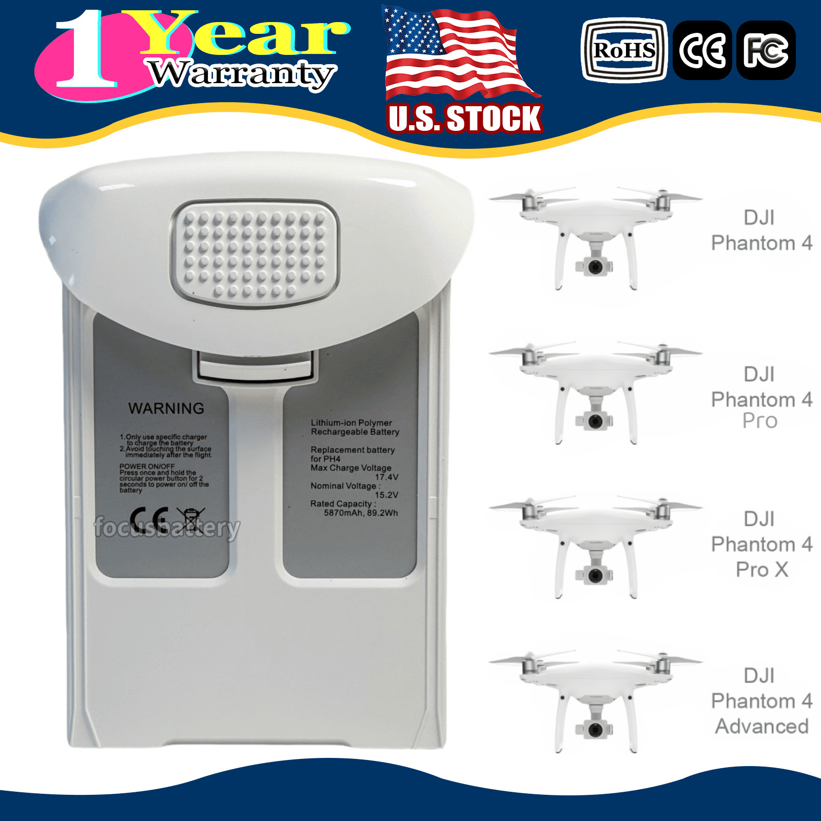 High Capacity New Phantom 4 Intelligent Flight Battery for DJI Phantom 4 Drones