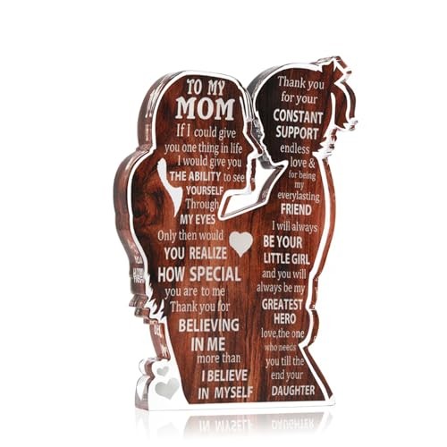 Mom Gifts from Daughter, To My Mom Acrylic Plaque Desk Sign, Heartfelt Khaki
