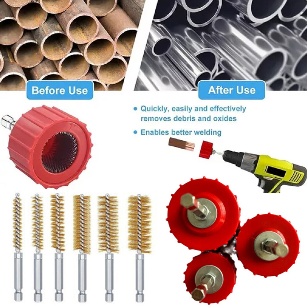3pcs Copper Pipe Cleaners Plumbing And Heating Plumbing With 6 Wire Bristles * ⁂