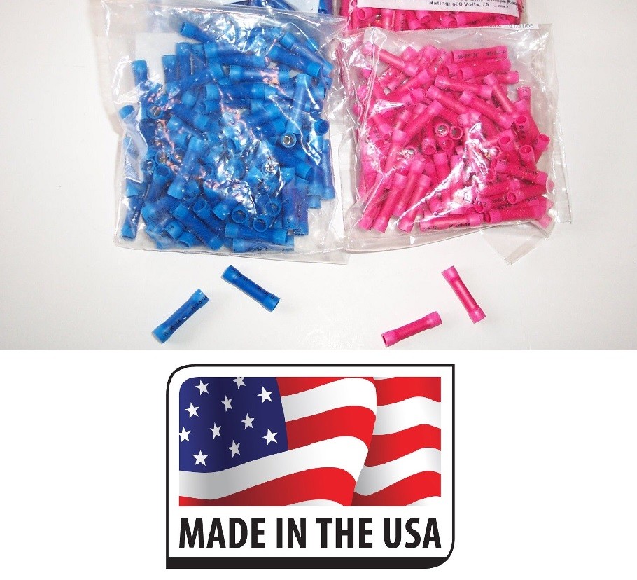 1000 VINYL BUTT ASSORTMENT CONNECTOR TERMINAL 22-18 and 16-14 Made In USA