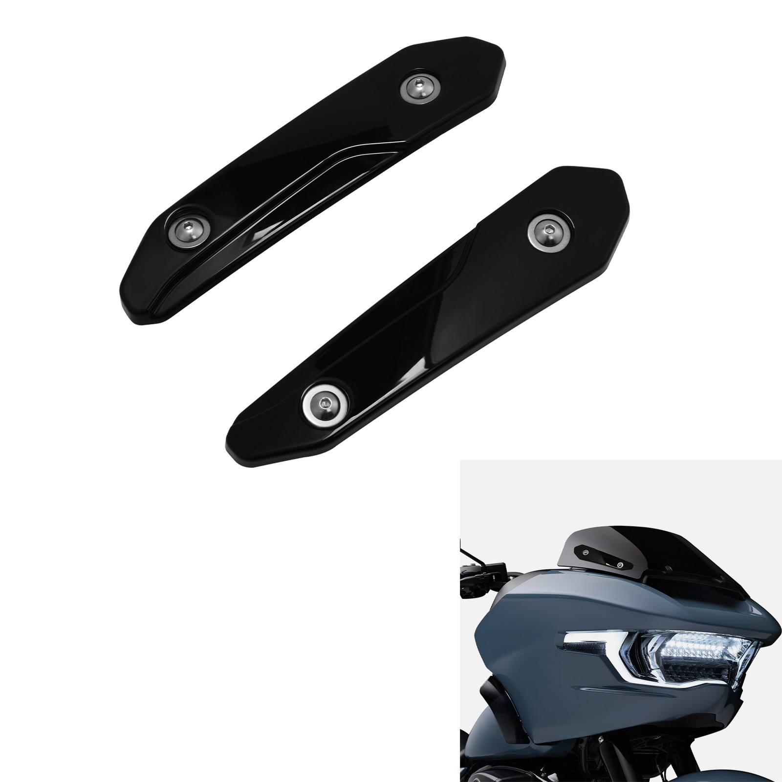 Black Split Windscreen Windshield Side Trim Fit For Harley CVO Road Glide 23-25