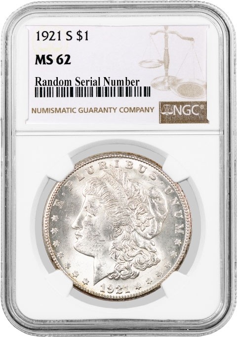 1921 S $1 Morgan Silver Dollar NGC MS62 Uncirculated Key Date Coin