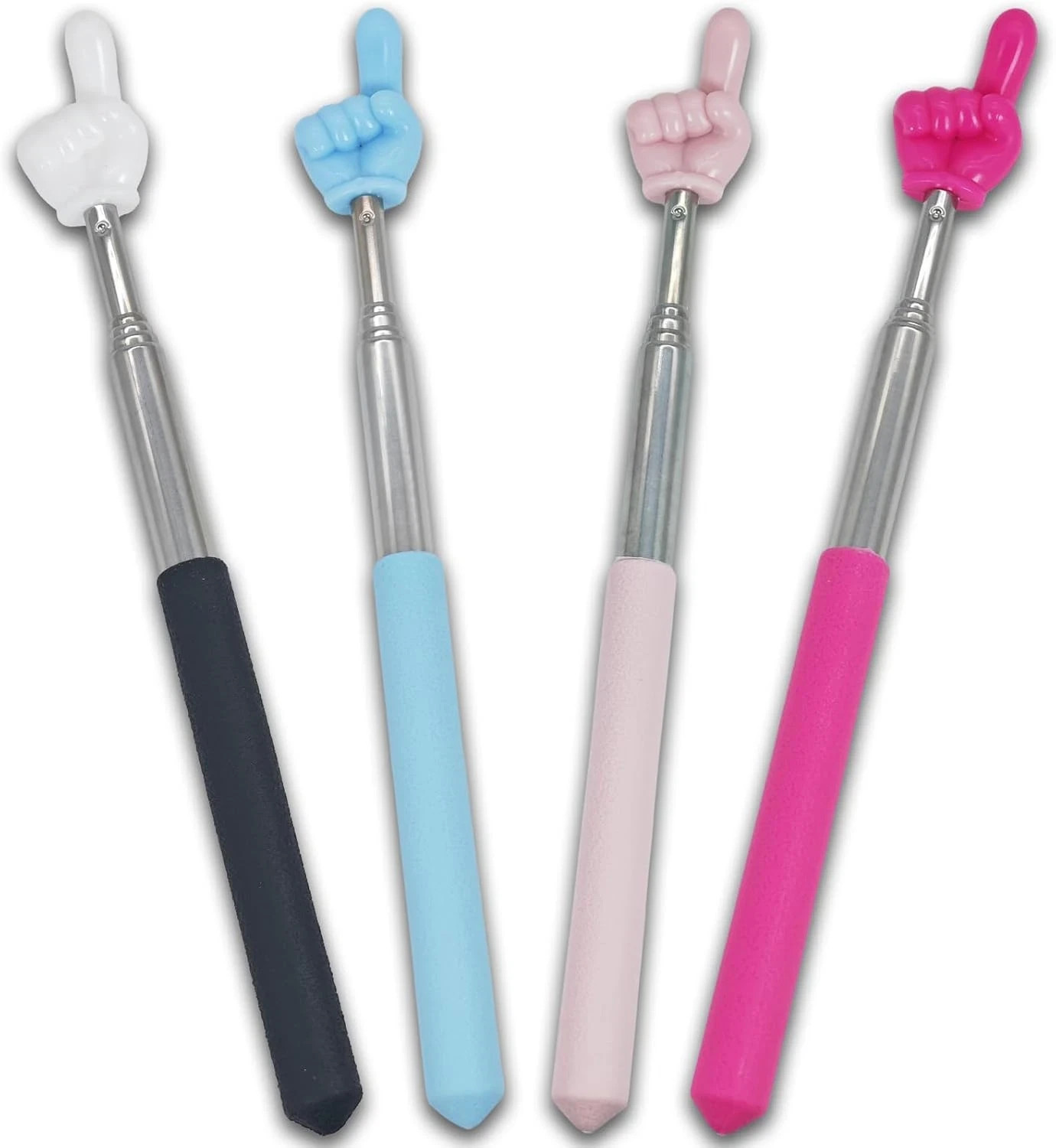 4 PCS Extendable Pointer Finger Stick - Bright Colored Telescopic Teachers Point