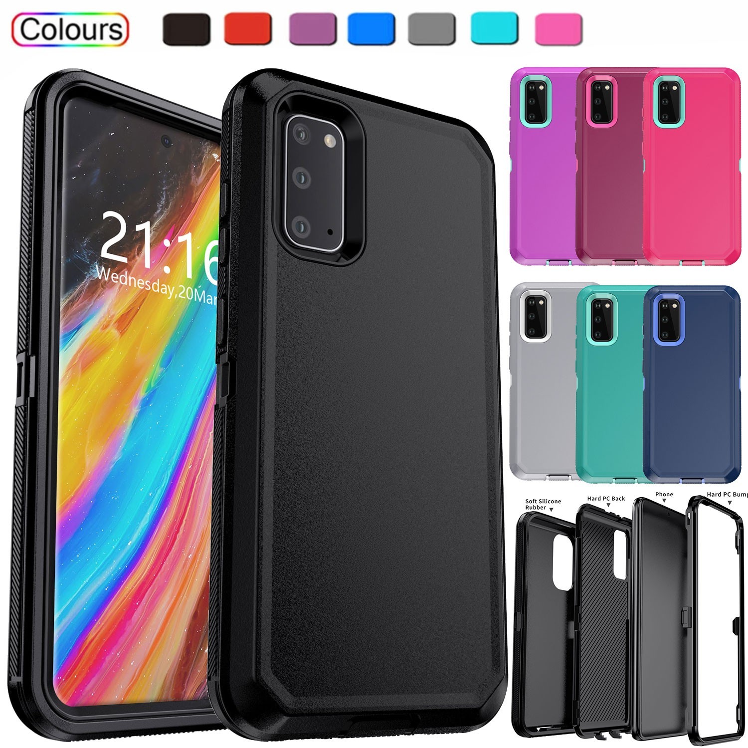 For Samsung Galaxy S20 Plus Ultra FE 5G Heavy Duty Case Hybrid Hard Rugged Cover