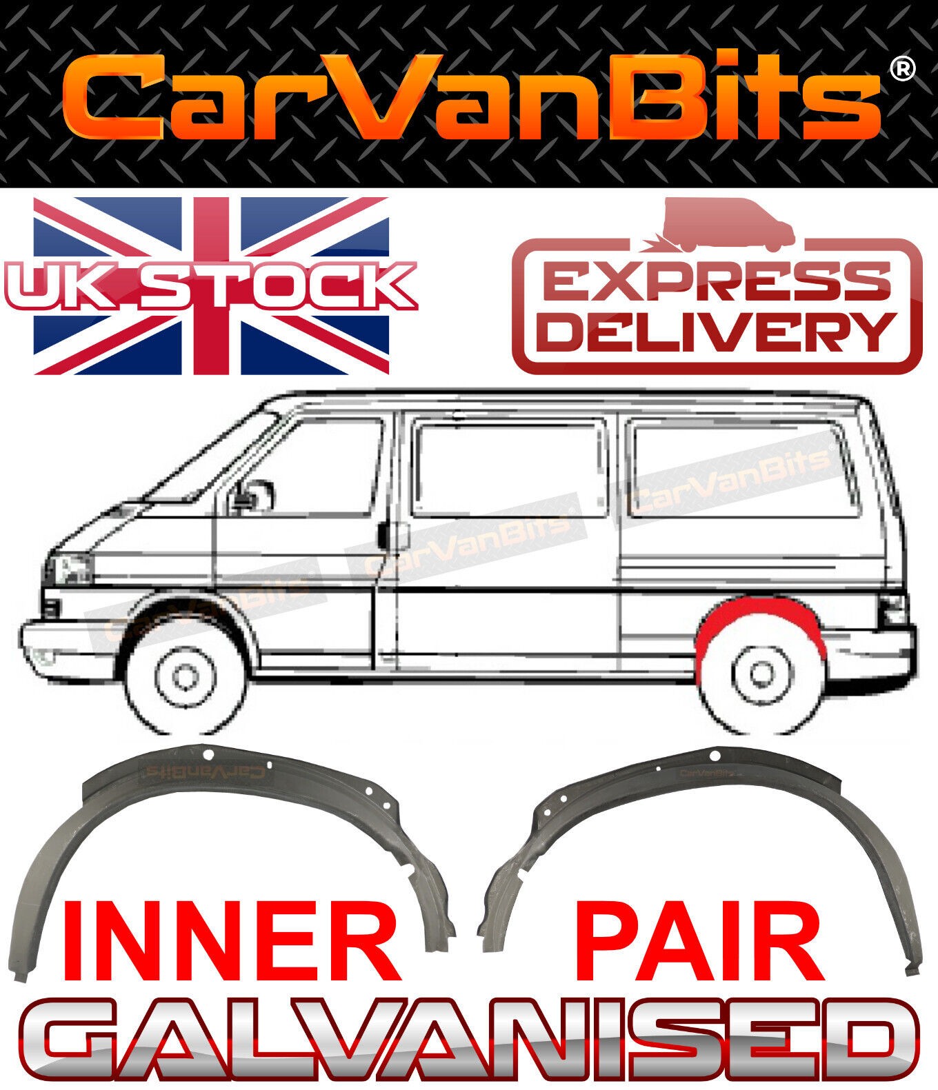FOR VW TRANSPORTER T4 90-03 INNER REAR WHEEL ARCH REPAIR BODY RUST PANEL PAIR