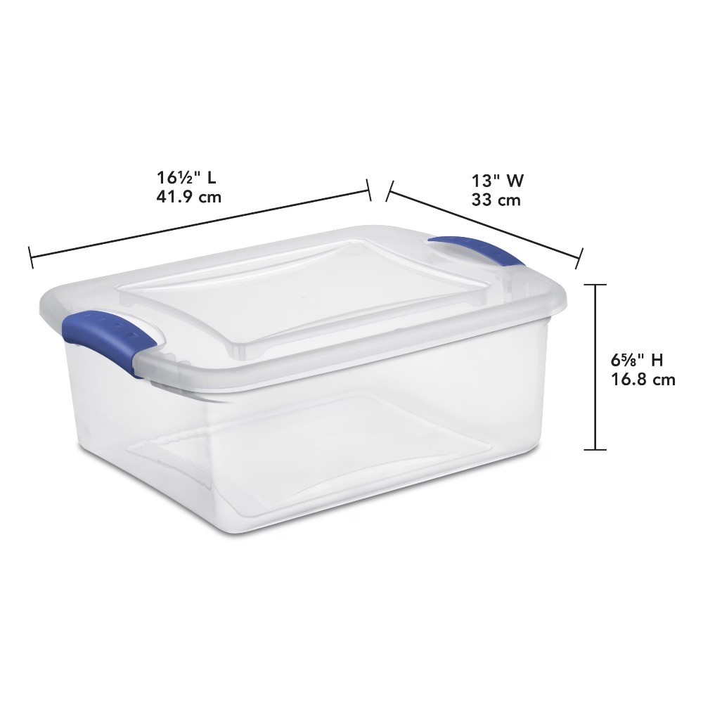 Clear Plastic Storage Container with Latching Lid, 15 Quart Small Storage Bin,
