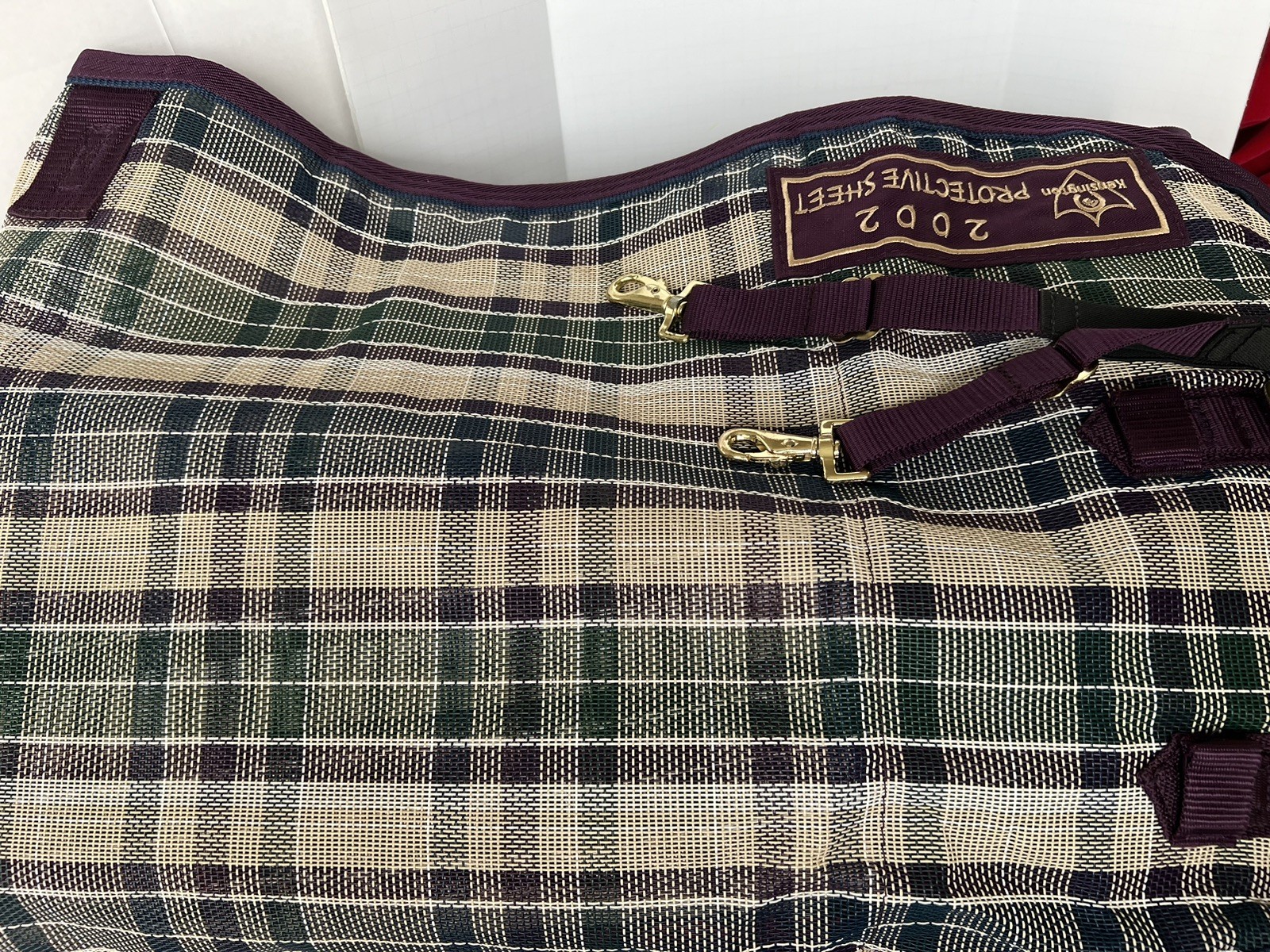 Kensington Horse Protective Fly Sheet Deluxe Burgundy Tan 68”