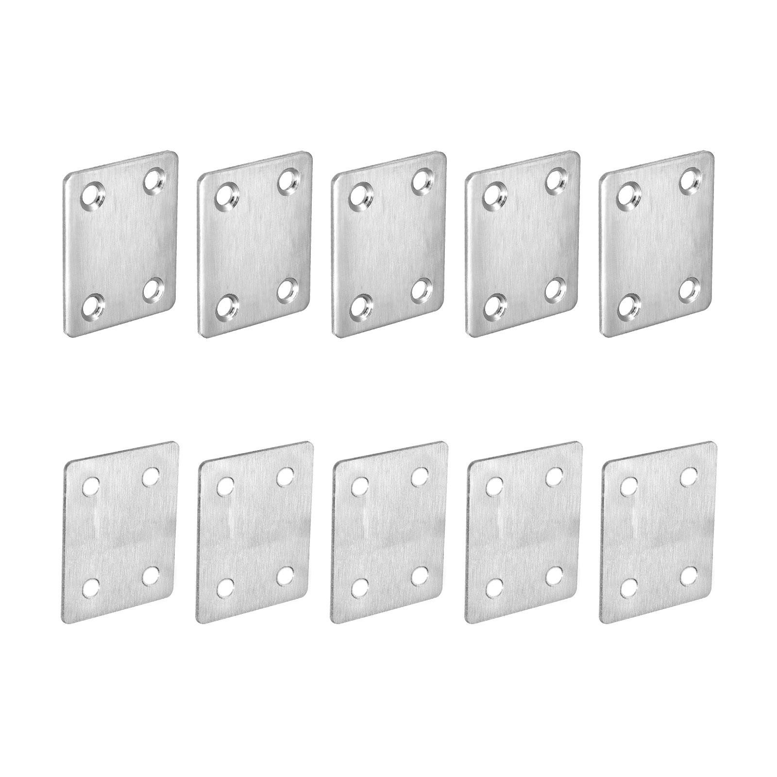 12Pack 47x38x2mm Flat Straight Brace Plate Stainless Steel Brace Plate Silver